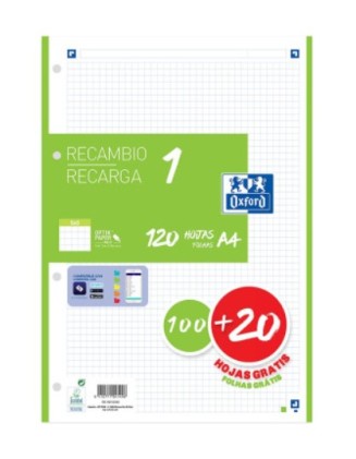 Oxford 400158059 ricambi per quaderni 210 x 297 mm (A4) 120 fogli