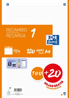 Oxford 400158163 ricambi per quaderni 210 x 297 mm (A4) 120 fogli