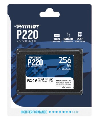 Patriot Ssd Interno P220 256Gb Sata3 2,5&#34; Read/Write 500/490 Mbps