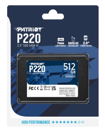 Patriot Ssd Interno P220 512Gb Sata3 2,5&#34; Read/Write 500/500 Mbps