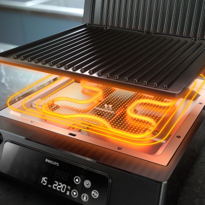 Philips Grill Elettronico Digitale 2000W Timer Sonda Termica 180?