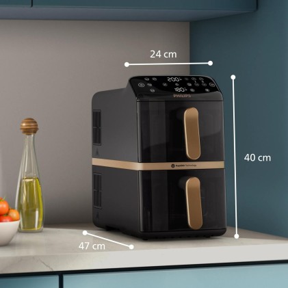 Friggitrice Ad Aria Dualstacked 1Ol Con Funzione Verticale Bianco Crema