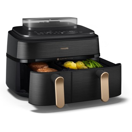 Friggitrice Ad Aria Dualbasket 9Lit Con Funzione Vapore Aria Vapore Com