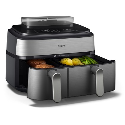 Friggitrice Ad Aria Dualbasket 9Lit Con Funzione Vapore Aria Vapore Com