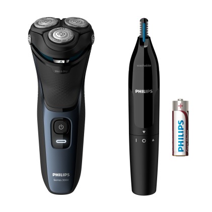 Philips Rasoio Elettrico  S3134/57 Ricaricabile 3 + Rifinitore Bundle
