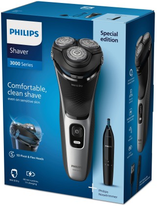 Philips Rasoio Elettrico  S3143/02 Ricaricabile 3 + Rifinitore Bundle