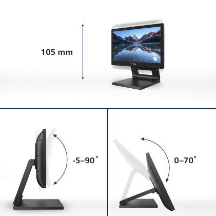 Philips Monitor Touch 15,6 1366X768, Ip54, 1O Punti Tocco, Vga/Dvi/Dp/Hdmi, Multimediale