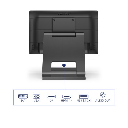 Philips Monitor Touch 15,6 1366X768, Ip54, 1O Punti Tocco, Vga/Dvi/Dp/Hdmi, Multimediale