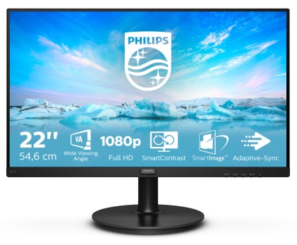 Philips Monitor 21,5 Led Va 16:9 Fhd 4Ms 200 Cdm, Vga/Hdmi