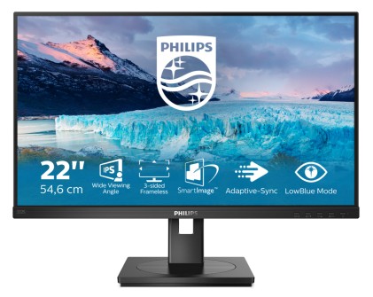 Philips Monitor 21,5 Led Ips 16:9 Fhd 4Ms 250 Cd/M, Vga/Dvi/Dp/Hdmi, Multimediale