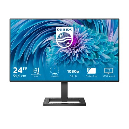 Philips Monitor 23,8 Led Ips Fhd 16:9 1Ms 300 Cdm, Vga/Dvi/Hdmi