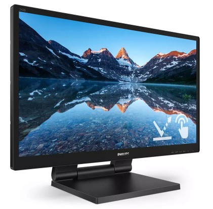 Philips Monitor Touch 23,8 Led Ips 16:9 Fhd 5Ms 250 Cdm, Vga/Dvi/Dp/Hdmi, Ip54, Multimediale, Base Ripiegabile