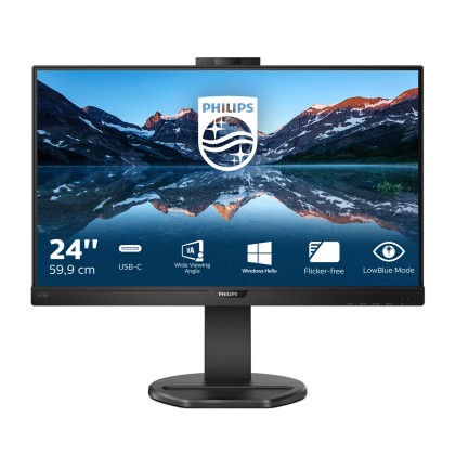 Philips Monitor 23,8 Led Ips 16:9 Fhd 4Ms 250 Cdm, Vga/Hdmi/Dp, Pivot, Usb-C, Webcam, Multimediale