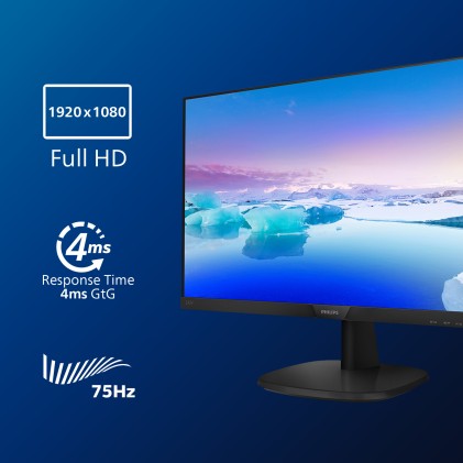Philips Monitor 23,8", Led Ips, 1920X1080, 5Ms, 250 Cd/M2, Vga, Dvi, Hdmi, Multimediale