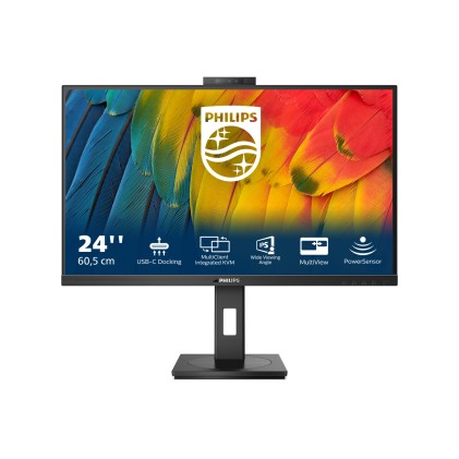 Philips Monitor 23,8 Wled Ips 16:9 Fhd 4Ms, Dp/Hdmi, Usb-C Docking, Webcam, Pivot, Multimediale