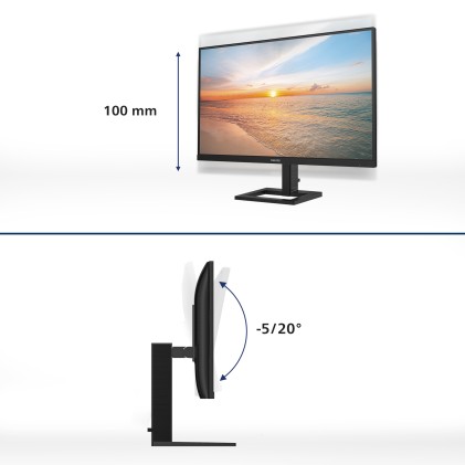 Philips Monitor 23,8 Led Ips 16:9 Fhd 4Ms 250 Cdm 100Hz, Reg Altezza, Usb-C Dock, Hdmi, Multimediale