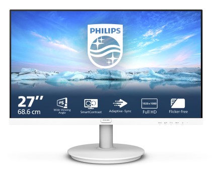 Philips Monitor 27 Led Ips 16:9 Fhd, 4Ms 250 Cdm, Vga/Hdmi, Multimediale, Bianco