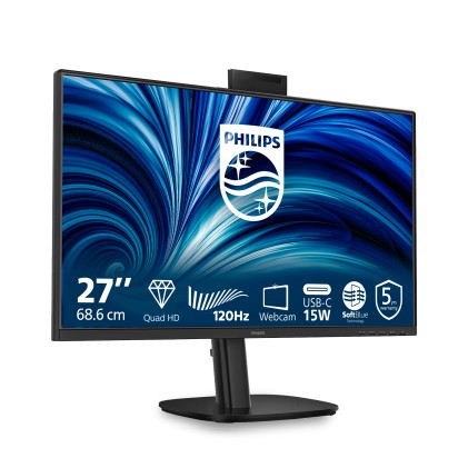 Philips Monitor 27 Led Ips Qhd 16:9 4Ms 350 Cdm, Pivot, Usb-C, Webcam, Dp/Hdmi, Multimediale