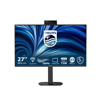 Philips Monitor 27 Led Ips Qhd 16:9 4Ms 350 Cdm, Pivot, Usb-C, Webcam, Dp/Hdmi, Multimediale