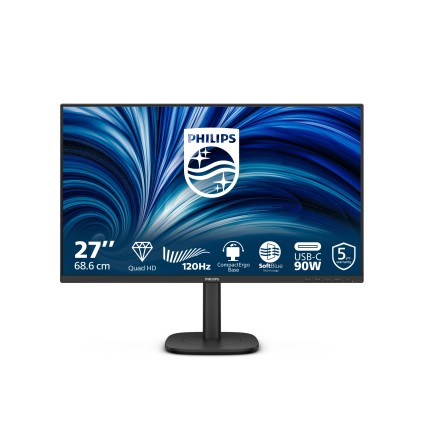 Philips Monitor 27 Led Ips Qhd 16:9 4Ms 350 Cdm 120Hz, Pivot, Vga/Dp/Hdmi, Usb-C, Multimediale