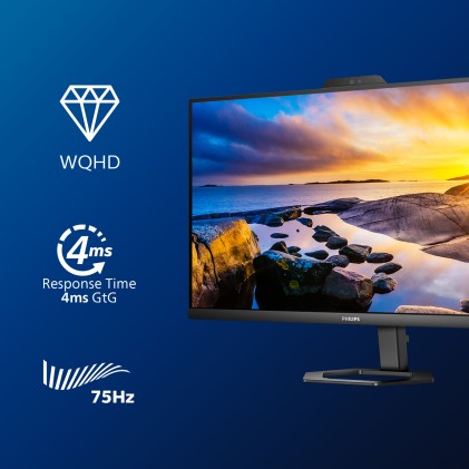 Philips Monitor 27 Led Ips 16:9 Fhd 1Ms 300 Cdm, Hdmi / Dp Pivot, Usb-C, Webcam, Multimediale