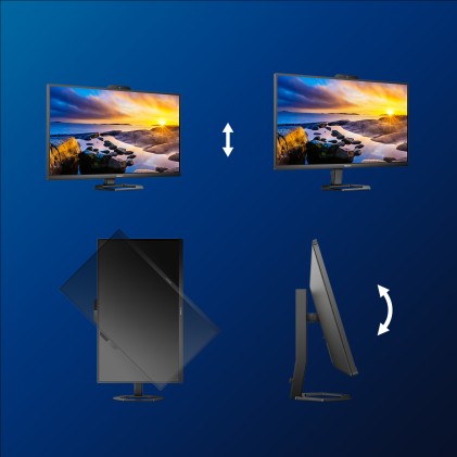 Philips Monitor 27 Led Ips 16:9 Fhd 1Ms 300 Cdm, Hdmi / Dp Pivot, Usb-C, Webcam, Multimediale