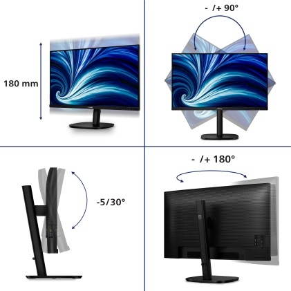 Philips Monitor 31,5 Led Ips Qhd 16:9 4Ms 350 Cdm, Pivot, Dp/Hdmi, Multimediale