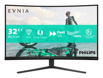 Philips Monitor Gaming Curvo 31,5 Led Va Qhd 16:9 0,5 Ms 300 Cdm 180Hz, Envia, Dp/Hdmi
