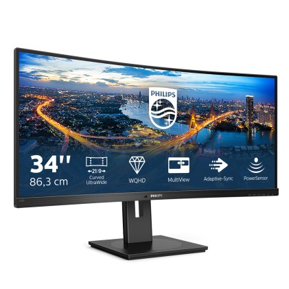Philips Monitor Curvo 34 Led Va 21:9 3440X1440 5Ms 300 Cdm, Dp/Hdmi, Altezza, Multimediale