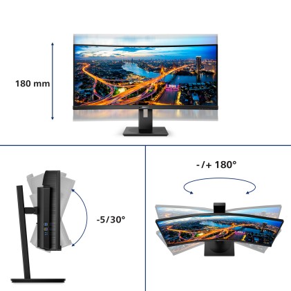 Philips Monitor Curvo 34 Led Va 21:9 3440X1440 5Ms 300 Cdm, Dp/Hdmi, Altezza, Multimediale