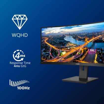 Philips Monitor Curvo 34 Va 21:9 Wqhd 5Ms 300Cdm, Dp/Hdmi, Usb-C, Altezza, Multimediale