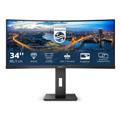 Philips Monitor Curvo 34 Va 21:9 Wqhd 5Ms 300Cdm, Dp/Hdmi, Usb-C, Altezza, Multimediale