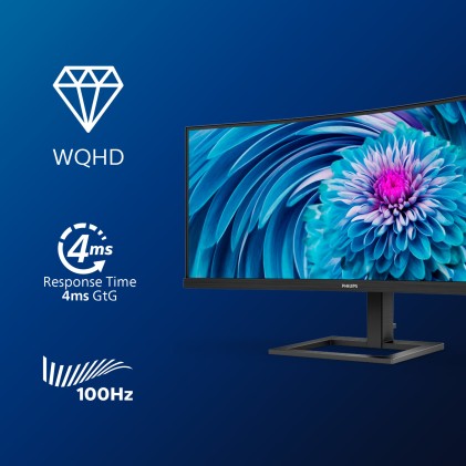 Philips Monitor Curvo 34 Led Va 21:9 3440X1440 1Ms 350 Cdm, Usb-C, Altezza, Dp/Hdmi, Multimediale