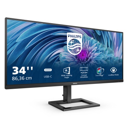 Philips Monitor 34 Led Va 21:9 Wqhd 4Ms 300 Cdm, Usb-C, Altezza, Dp/Hdmi, Multimediale