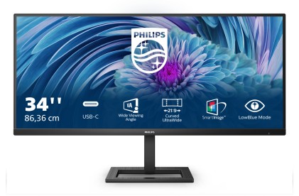 Philips Monitor 34 Led Va 21:9 Wqhd 4Ms 300 Cdm, Usb-C, Altezza, Dp/Hdmi, Multimediale