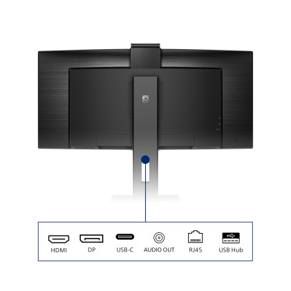 Philips Monitor Curvo 34 Led Va 21:9 3440X1440 500 Cd/M, Dp/Hdmi, Usb-C, Webcam, Altezza, Multimediale