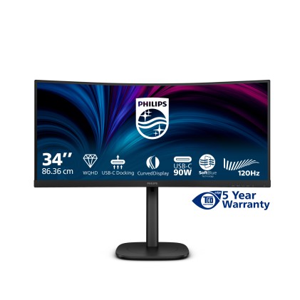 Philips Monitor Curvo 34 Led Va Wqhd 21:9 4Ms 300 Cdm, Reg Altezza, Dp/Hdmi, Multimediale
