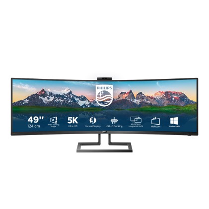 Philips Monitor 49 Led Va Superwide 32:9 5120X1440 5Ms 450Cdm, Hdmi/Dp/Usb, Webcam, Docking Station Usb-C, Multimediale