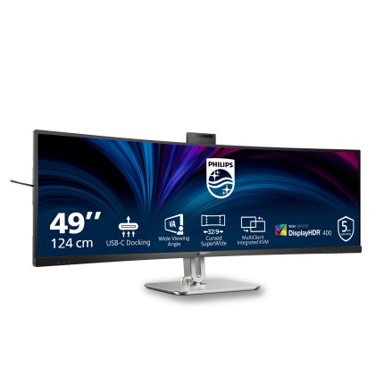 Philips Monitor Curvo 49 Led Va 32:9 4K Uhd 4Ms 450 Cdm, Reg Altezza, Usb-C Dock, Webcam, Dp/Hdmi