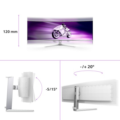 Philips Monitor Curvo 49 Oled Dual Qhd 32:9 0,03Ms, Usb-C Dock, Reg Altezza, Dp/Hdmi, Multimediale