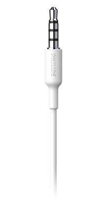 Philips Auriculares Intraurales Deportivos - Cable de 1.2m - Jack 3.5mm - IPX2 - Microfono Integrado - Gancho de Oreja - Altavoz 15mm - Boton Multifuncion - Color Blanco