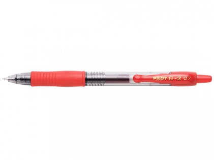 Penna Gel Roller Pilot G2 Retrattile - Ricaricabile - Punta a Sfera Rotonda 0.7mm - Linea 0.32mm - Impugnatura Ergonomica - Colore Rosso