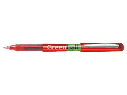 Penna Pilot Greenball a Inchiostro Liquido - Ricaricabile - Realizzata con Plastica Riciclata - Punta Media 0.7mm - Linea 0.35mm - Colore Rosso