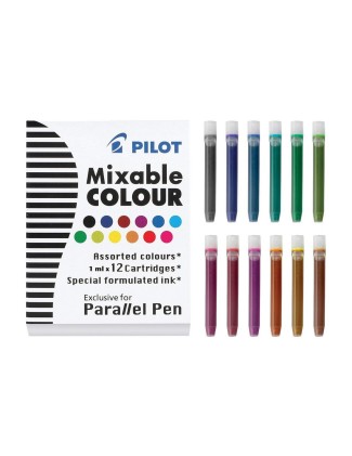 Pilot Parallel Pen Nero, Blu, Marrone, Verde, Verde chiaro, Blu marino, Arancione, Rosa, Viola, Rosso, Turchese, Giallo 12 pz
