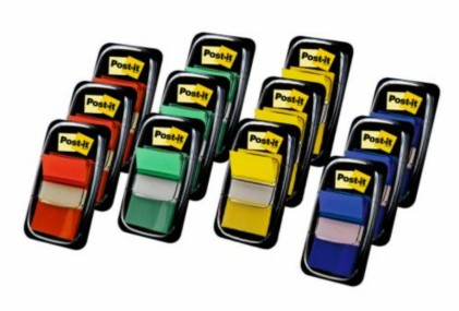 Post-It 680-P10+2 Indice a linguetta vuota Polistirolo Blu, Verde, Rosso, Giallo