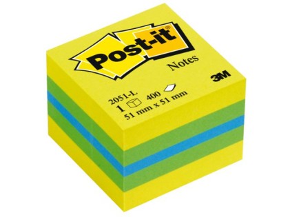 3M Post-it 2051L pouch autoadesiva Quadrato Blu, Verde, Turchese, Giallo 400 fogli Autoadesivo