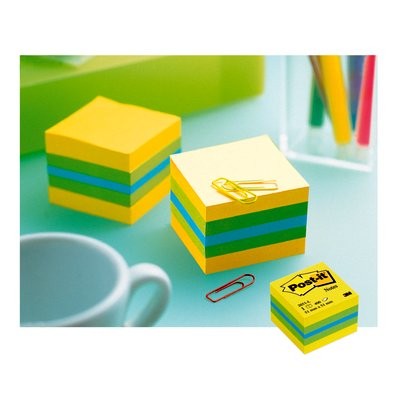 3M Post-it 2051L pouch autoadesiva Quadrato Blu, Verde, Turchese, Giallo 400 fogli Autoadesivo