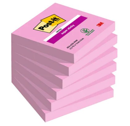 Post-It 654-6SS-PNK pouch autoadesiva Quadrato Rosa 90 fogli Autoadesivo