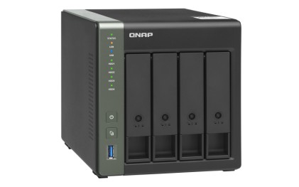 Qnap Nas Tower 4Bay 2.5"/3.5" Ssd/Hdd Sata, Al314 4Core 1.7Ghz, 4Gb Sodimm Ddr3L (Max 8Gb), 1X10Gbe Sfp+ Lan, 1X2.5Gbe + 1Xgbe Lan