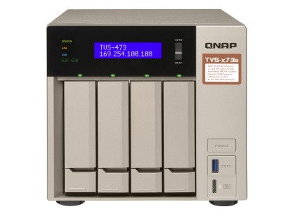 QNAP TVS-473e-8G 4-Bay NAS AMD RX-421BD 2.1-3.4 GHz 8GB DDR4 RAM max 64GB 4x 2.5inch/3.5inch + 2x M.2 2280/2260 SATA 6Gb/s slots
